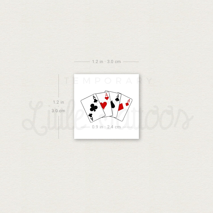 Playing Card Aces Temporary Tattoo - Set of 3