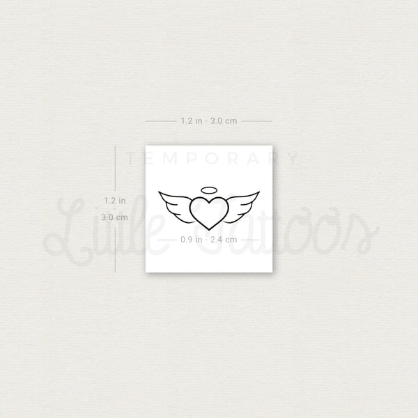 Winged Heart And Halo Temporary Tattoo - Set of 3