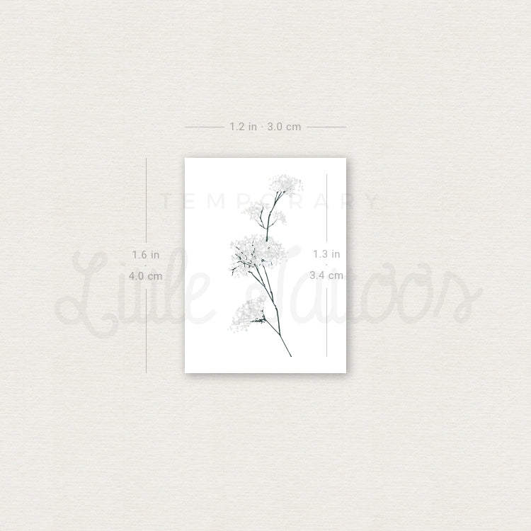 Small Watercolor Baby's Breath Temporary Tattoo - Set of 3