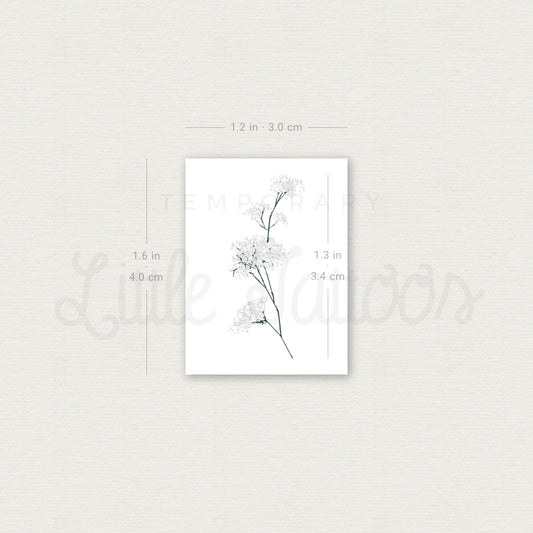 Small Watercolor Baby's Breath Temporary Tattoo - Set of 3