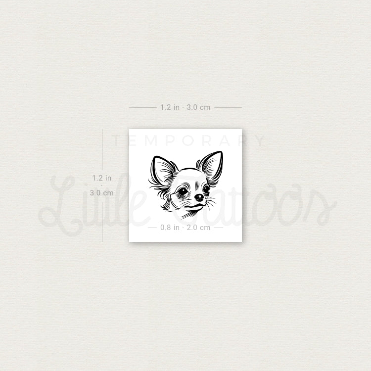 Chihuahua Portrait Temporary Tattoo - Set of 3