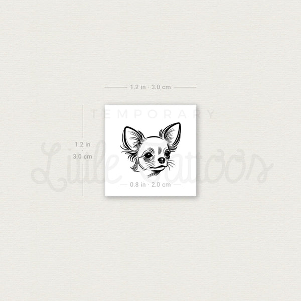 Chihuahua Portrait Temporary Tattoo - Set of 3