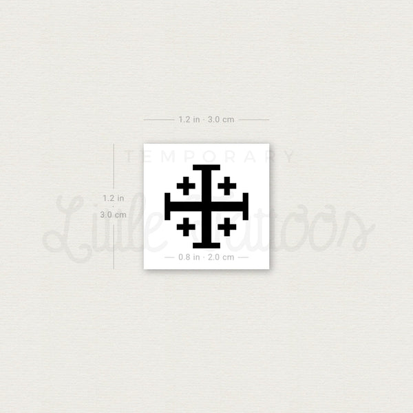 Jerusalem Cross Temporary Tattoo - Set of 3