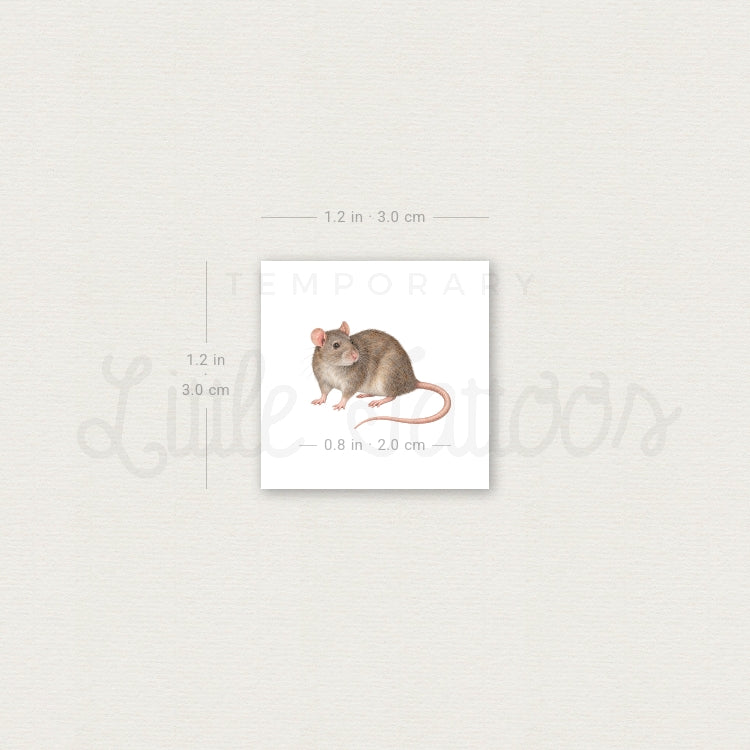 Watercolor Rat Temporary Tattoo - Set of 3