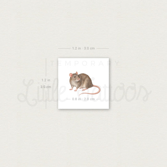 Watercolor Rat Temporary Tattoo - Set of 3