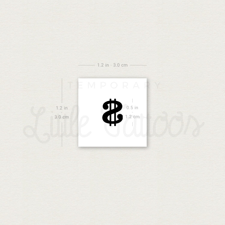Dollar Sign Temporary Tattoo - Set of 3