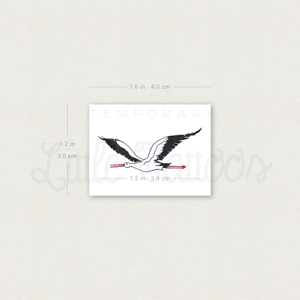 Flying Stork Temporary Tattoo - Set of 3