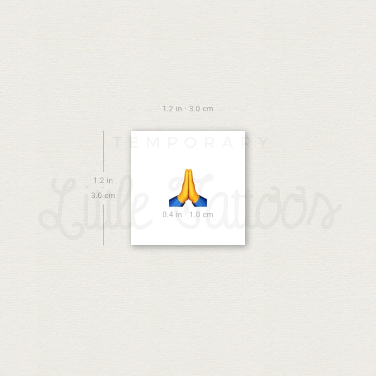 Tatuaje temporal de emoji de manos en oración (juego de 3)