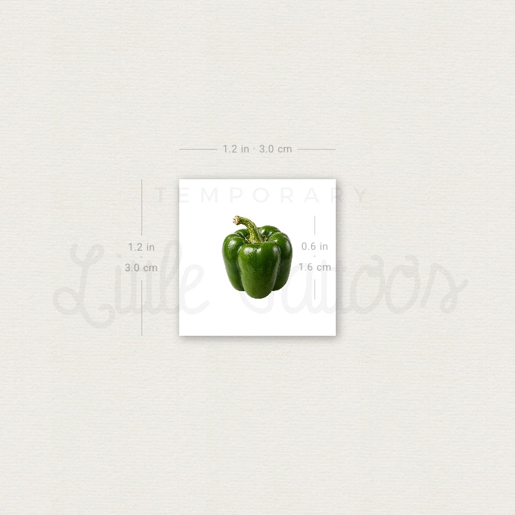 Green Bell Pepper Temporary Tattoo - Set of 3
