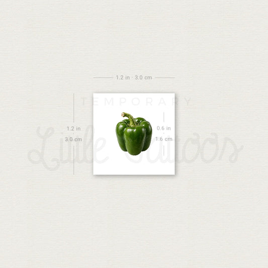 Green Bell Pepper Temporary Tattoo - Set of 3