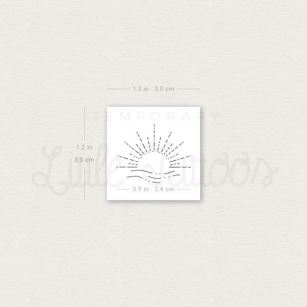 Fine Line Sea Sunrise Temporary Tattoo - Set of 3