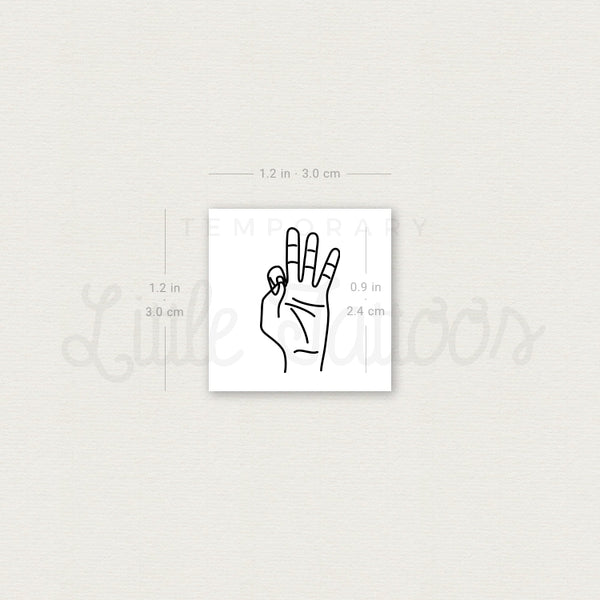 Sign Language F Temporary Tattoo - Set of 3