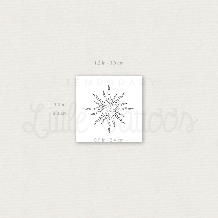 Single Line Abstract Sun Temporary Tattoo - Set of 3