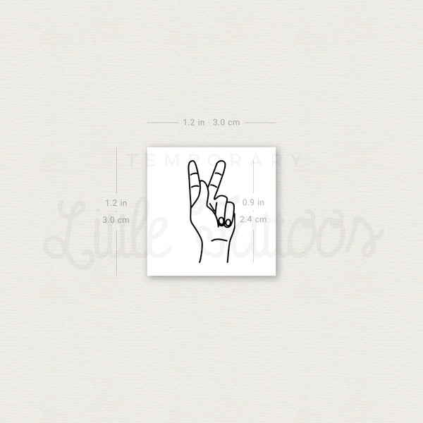 Sign Language K Temporary Tattoo - Set of 3