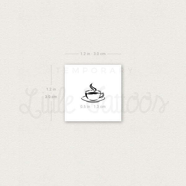 Tiny Coffee Cup Temporary Tattoo - Set of 3