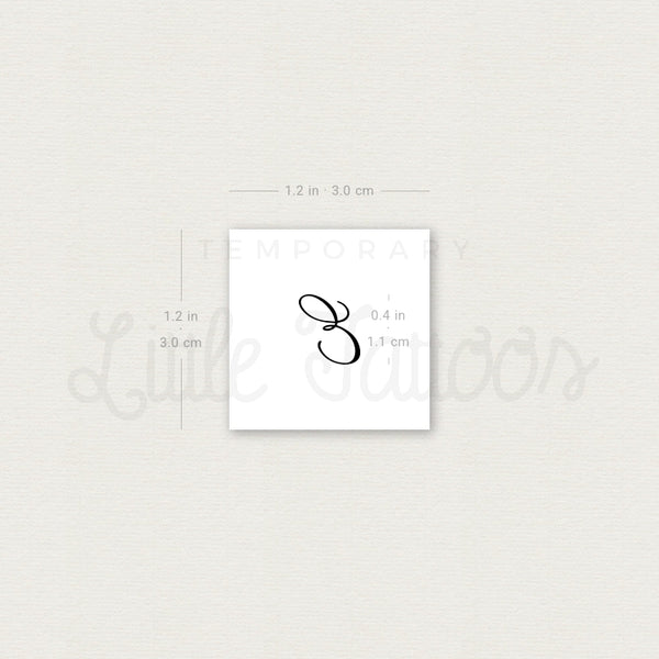Letter E Script Temporary Tattoo - Set of 3