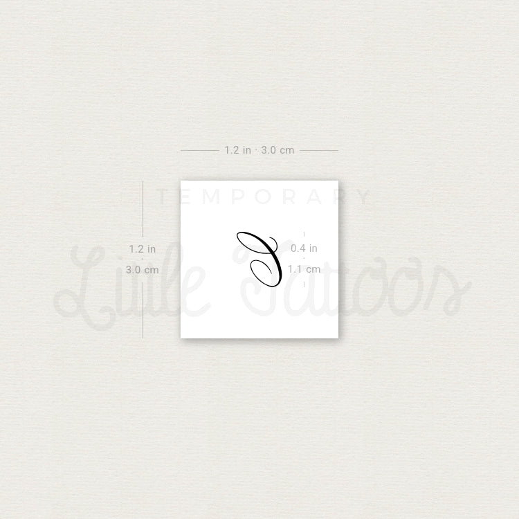 Letter C Script Temporary Tattoo - Set of 3