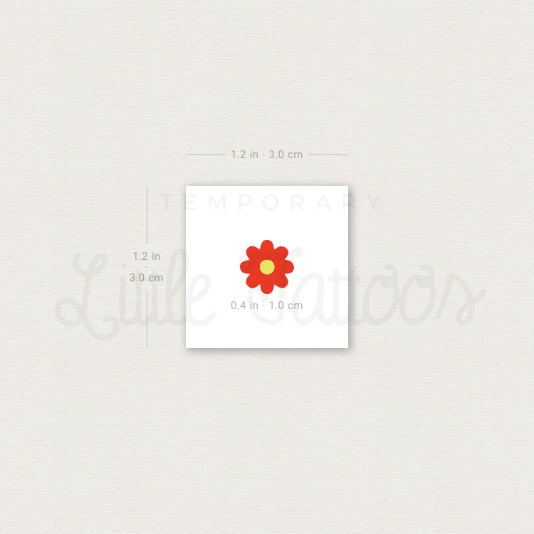 Tatuaje temporal de flor roja - Juego de 3
