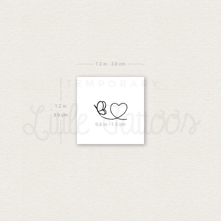 Tiny Butterfly Heart Temporary Tattoo - Set of 3