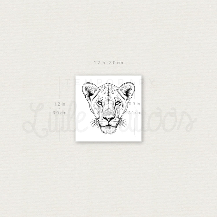 Lioness Portrait Temporary Tattoo - Set of 3