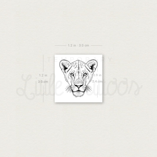 Lioness Portrait Temporary Tattoo - Set of 3