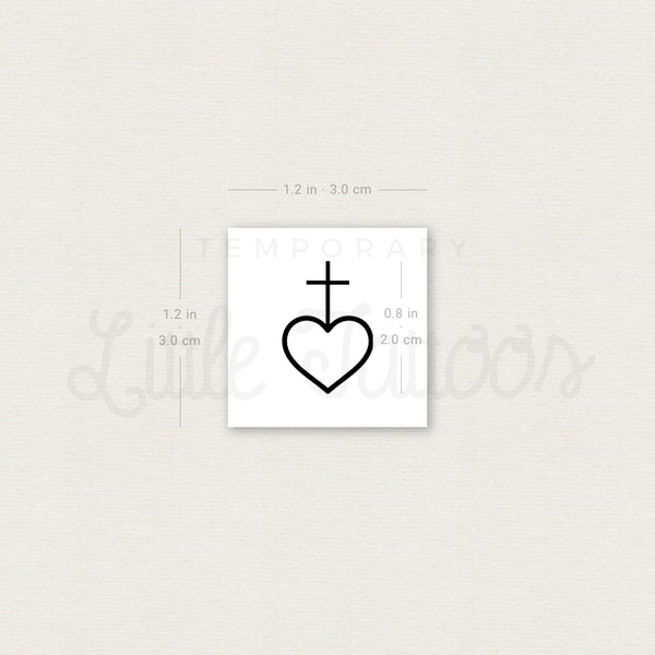 Heart And Cross Temporary Tattoo - Set of 3