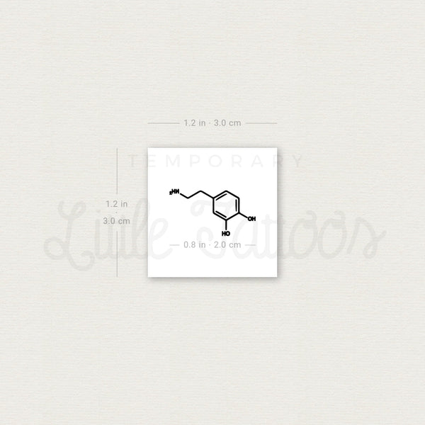Small Dopamine Chemical Structure Temporary Tattoo - Set of 3