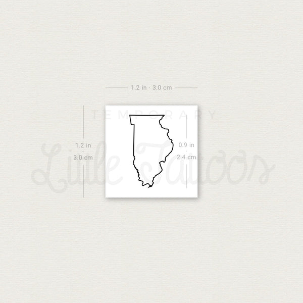 Illinois Map Outline Temporary Tattoo - Set of 3