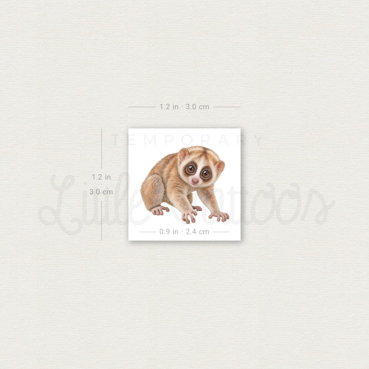 Baby Slow Loris Temporary Tattoo - Set of 3
