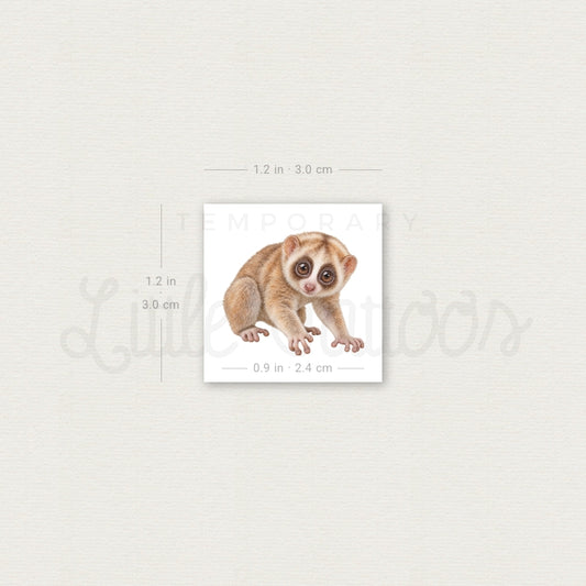 Baby Slow Loris Temporary Tattoo - Set of 3