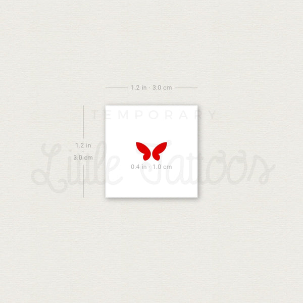 Red Minimal Butterfly Temporary Tattoo - Set of 3