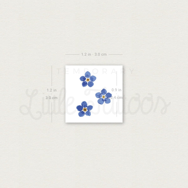 Three Forget-me-not Flowers Temporary Tattoo - Set of 3