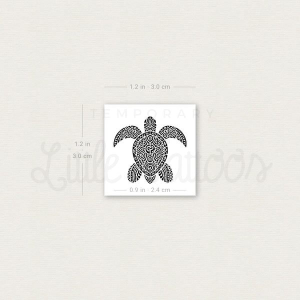 Tribal Sea Turtle Temporary Tattoo - Set of 3