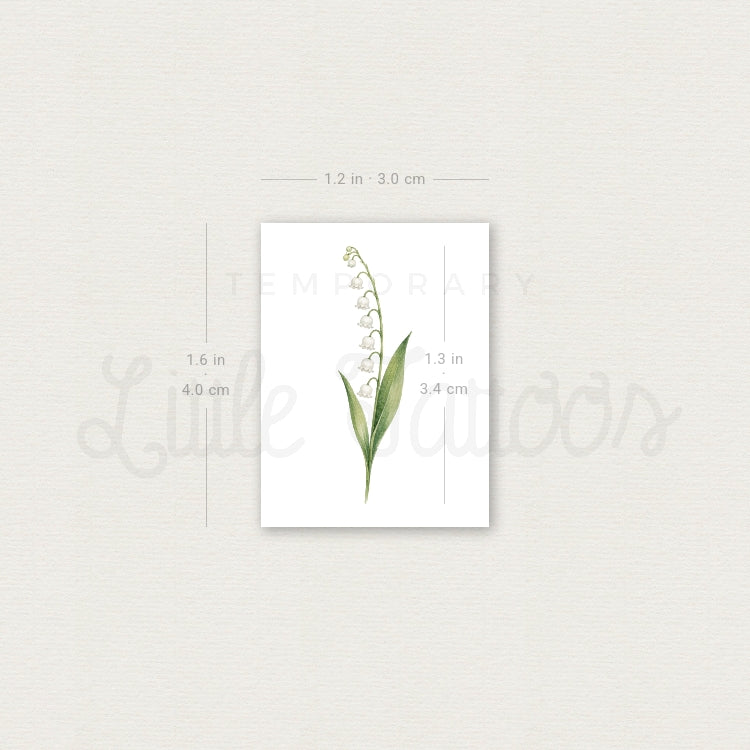 Small Watercolor Lily Of The Valley Temporary Tattoo - Set of 3