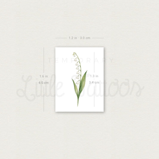 Small Watercolor Lily Of The Valley Temporary Tattoo - Set of 3