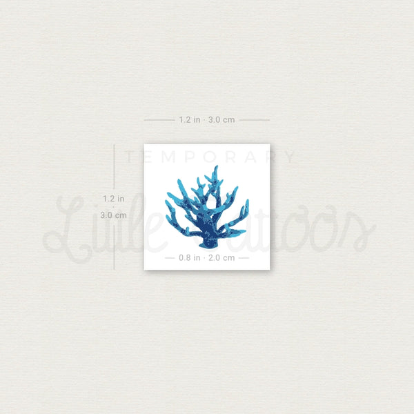 Blue Coral Temporary Tattoo - Set of 3