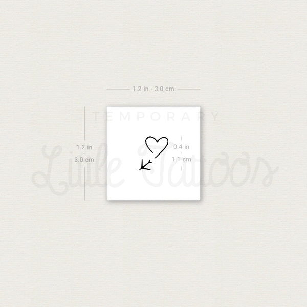 Tiny Airplane And Heart Temporary Tattoo - Set of 3