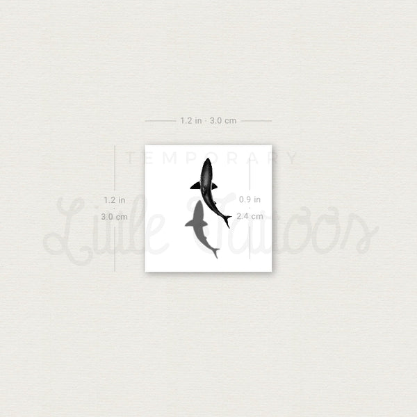 Little Shark And Shadow Temporary Tattoo - Set of 3