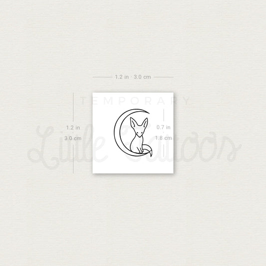 Fox And Moon Temporary Tattoo - Set of 3