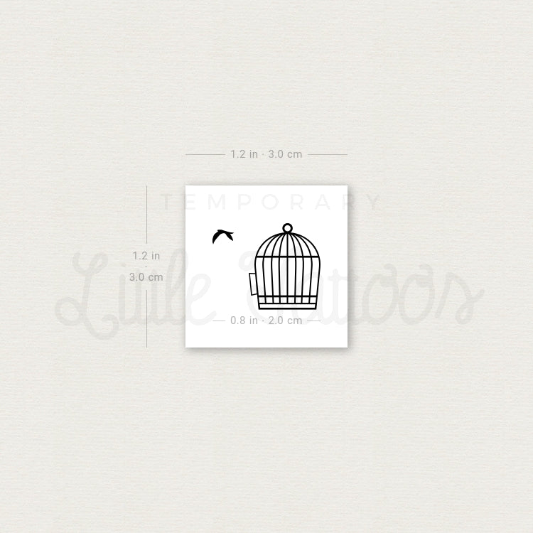 Tatuaje temporal de jaula de pájaros - Juego de 3