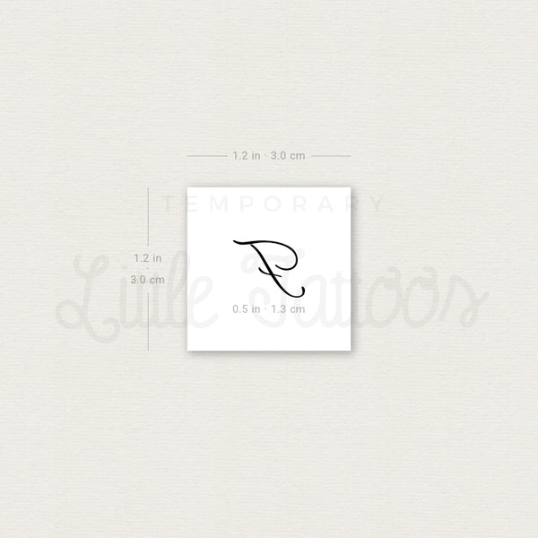 Letter F Script Temporary Tattoo - Set of 3