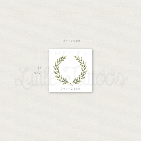 Watercolor Laurel Wreath Temporary Tattoo - Set of 3