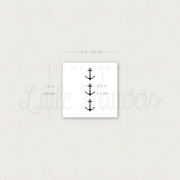 Three Anchors Temporary Tattoo - Set of 3