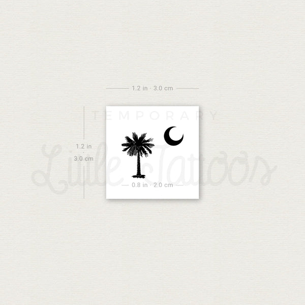 Small Palm Tree And Crescent Temporary Tattoo - Set of 3