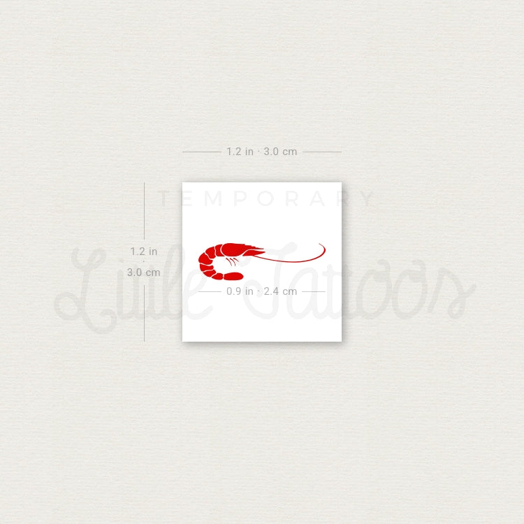 Small Red Prawn Temporary Tattoo - Set of 3