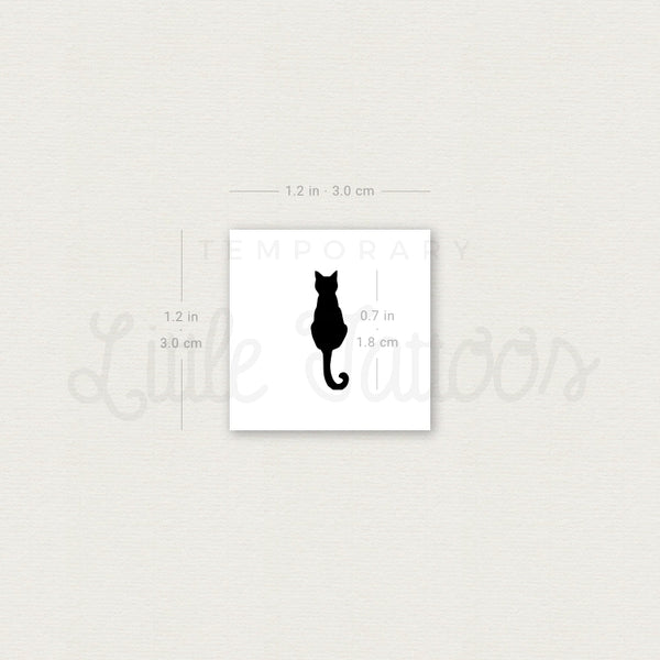 Small Black Cat Temporary Tattoo - Set of 3