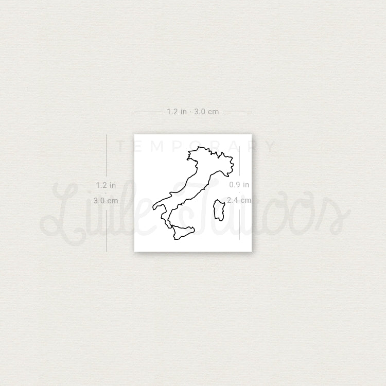 Map Of Italy Temporary Tattoo - Set of 3