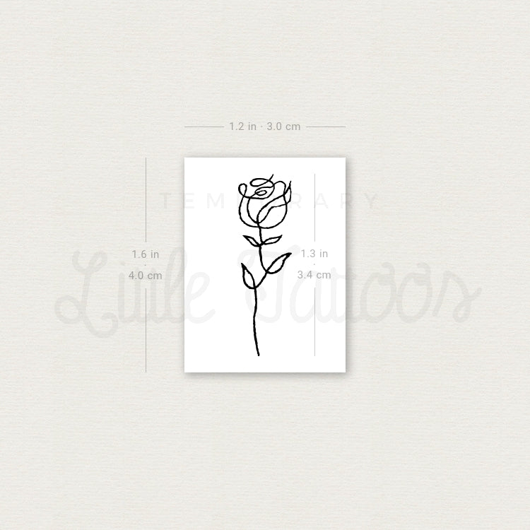 Single Line Rose Temporary Tattoo - Set of 3