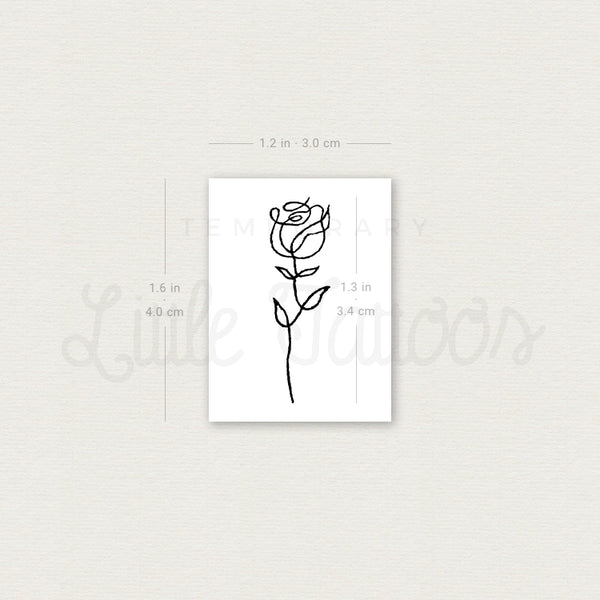 Single Line Rose Temporary Tattoo - Set of 3