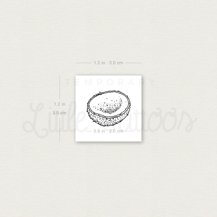 Half Coconut Temporary Tattoo - Set of 3